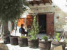 Vouni Lodge has a large stone courtyard and the top apartments offer lovely views. - click to enlarge.