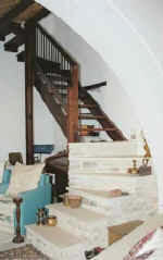 This sweeping wooden staircase is just one of the traditional features of Naturela house in Vavla.