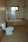 A brand new and fresh bathroom at villa Poliana in Cyprus